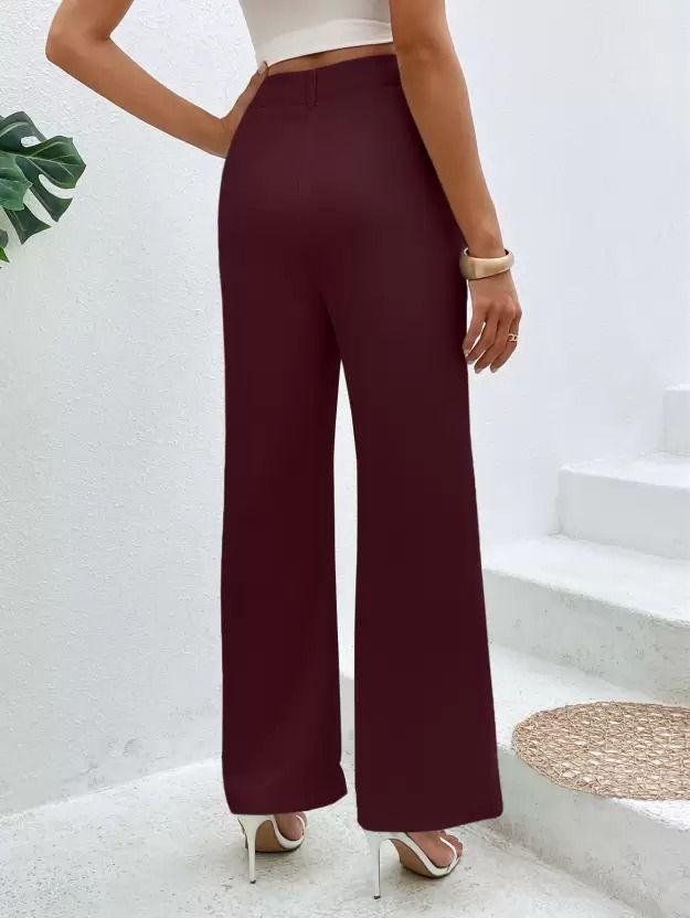 Pant - Chic Comfort Maroon Lycra Trousers