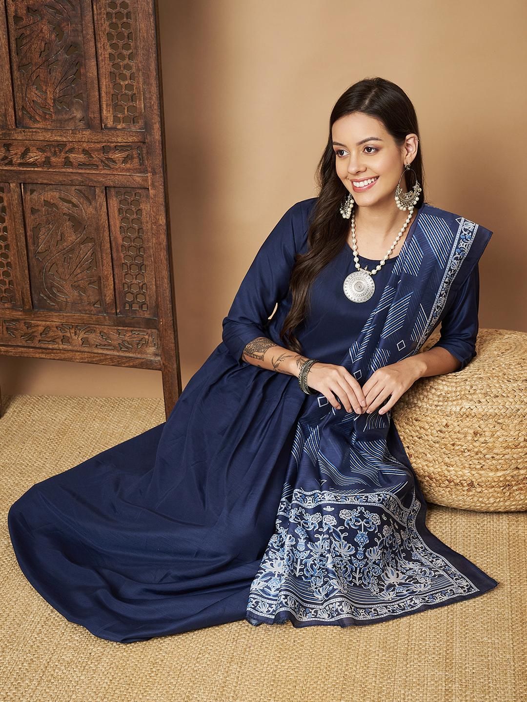 Ethnic Ensemble - Floral Elegance Anarkali Ensemble