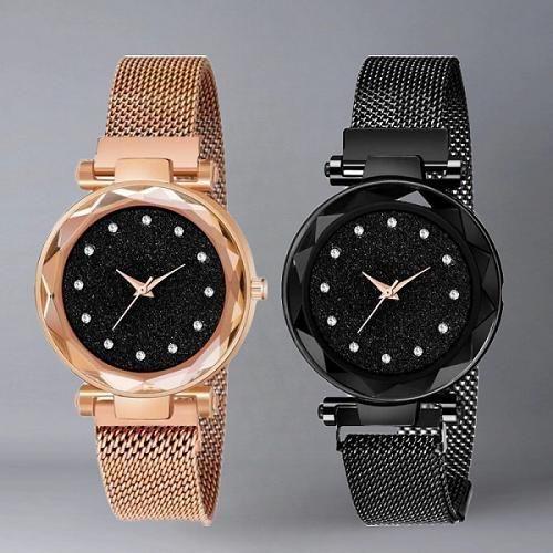 Fashion Accessories - Gilded Elegance Women's Metal Watch Combo