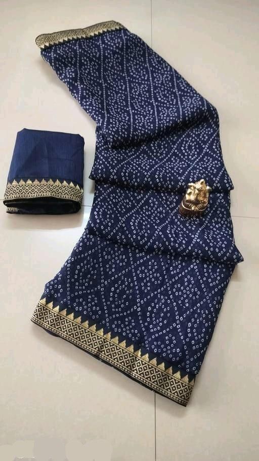 Ethnic Ensemble - Navy Elegance Bandhani Georgette Saree with Silk Blouse