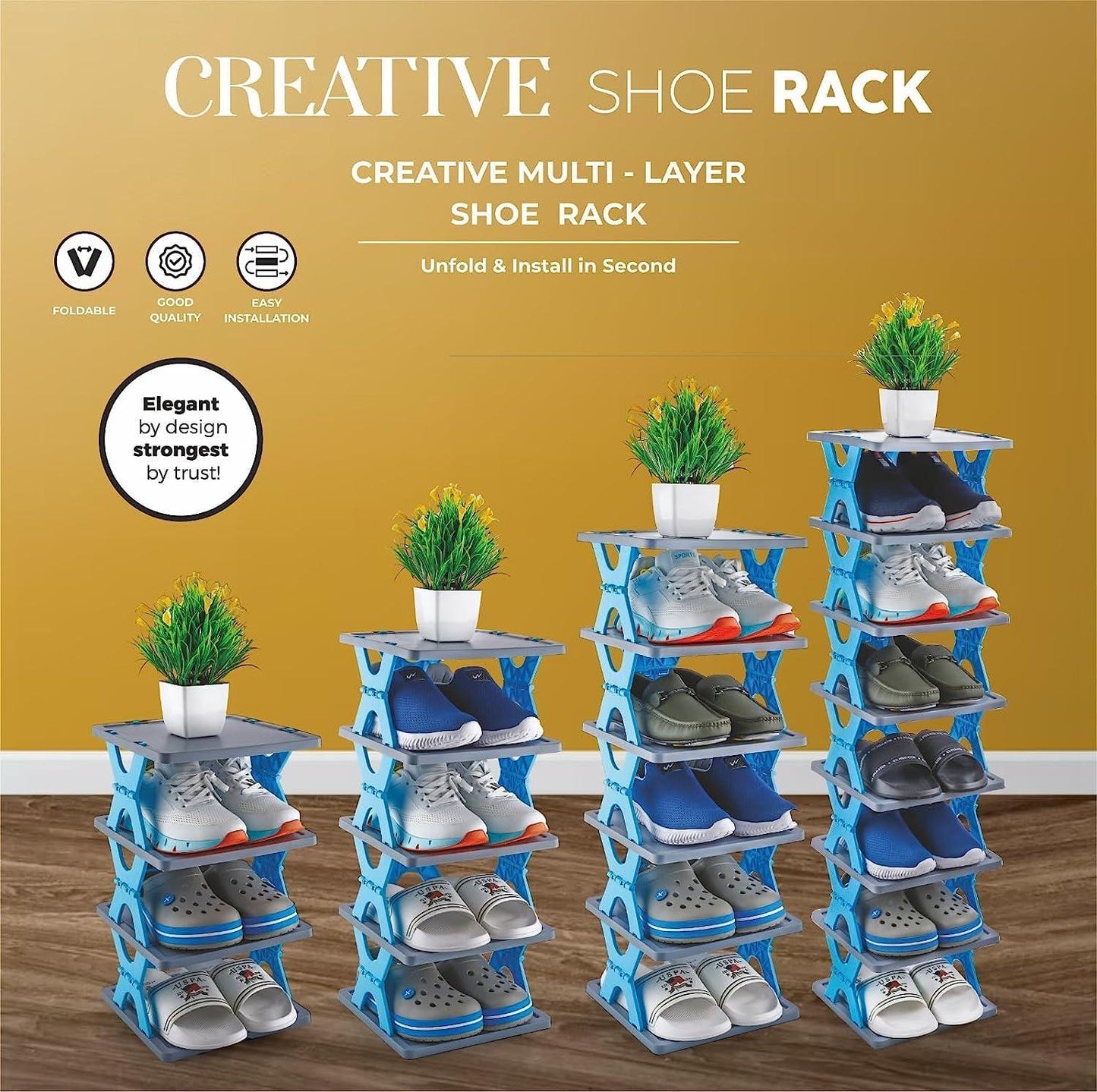 FlexiStack Smart Foldable Shoe Rack